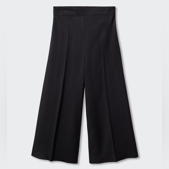 New MNG Black Linen High Waist Croped
Wide Leg Culottes Pants Size M - Picture 2 of 16